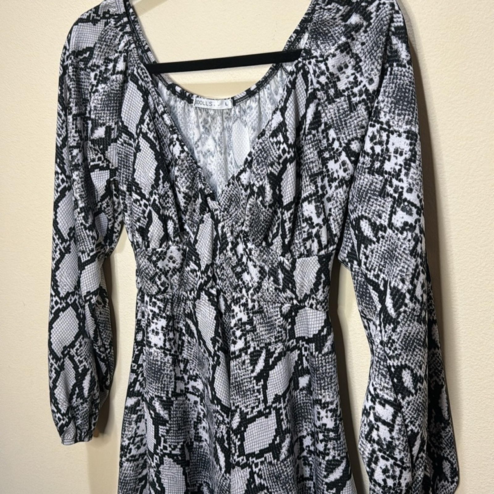 Rebdolls Snake Print Babydoll Long Sleeve Dress Size L — image 7 of 8